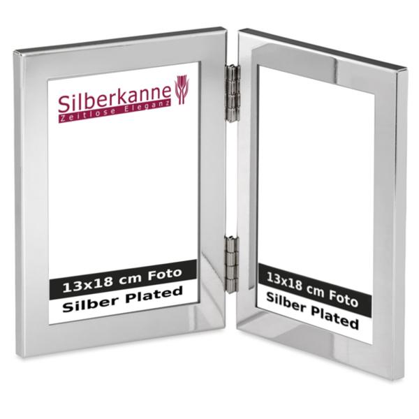 Silberkanne Doppel-Bilderrahmen Portraitrahmen 2X 13x18 cm Foto Silber Plated versilbert