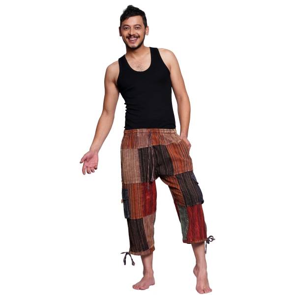 Simandra 3/4 lange Patchworkhose I Freizeithose für Herren I Schlupfhose mit Gummizug & Bindeband Muttertagsangebot