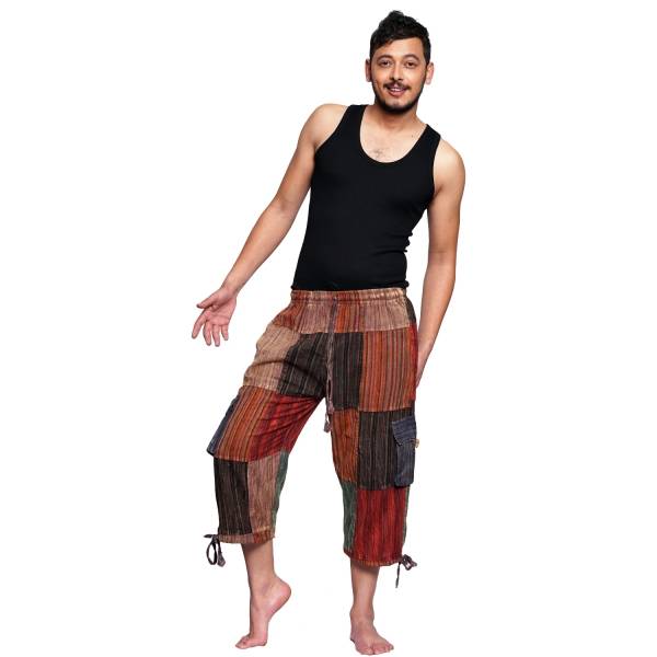 Simandra 3/4 lange Patchworkhose I Freizeithose für Herren I Schlupfhose mit Gummizug & Bindeband Muttertagsangebot