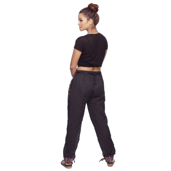 Simandra Haremshose Freizeithose Thamel Stoffhose mit breitem gewebtem Bund für Damen Tiefpreis