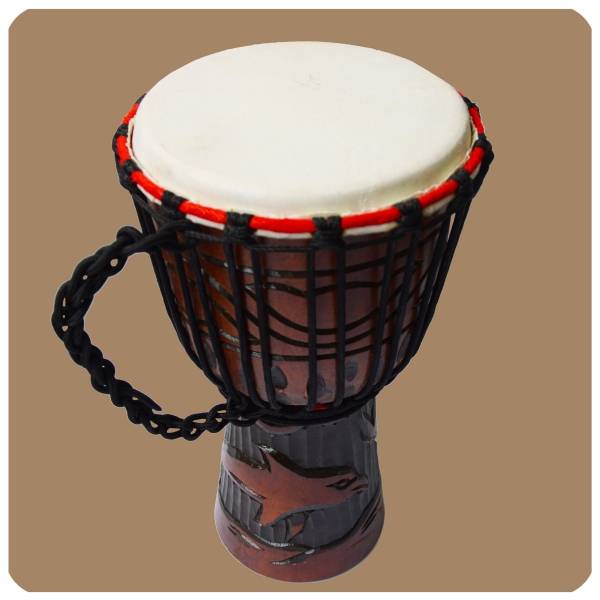 Simandra Djembe geschnitzt 30 cm Bongo Afrikanische Trommel aufwendige Schnitzerei