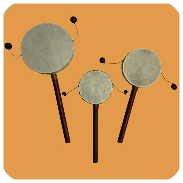 Simandra Schütteltrommel Handtrommel Meditation Drehtrommel Kindertrommel Trommel Spielzeug Rhythmus Klang