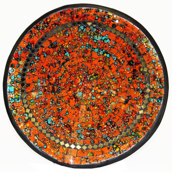 Simandra Mosaikschale Tonschale Glasschale Dekoschale Mosaik Kunsthandwerk Glassteine Deko rund Spiegel XL