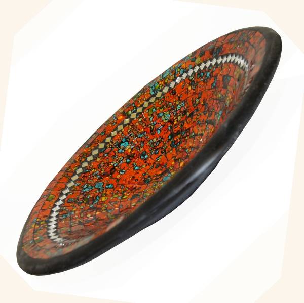 Simandra Mosaikschale Tonschale Glasschale Dekoschale Mosaik Kunsthandwerk Glassteine Deko rund Spiegel XL Räumungsverkauf