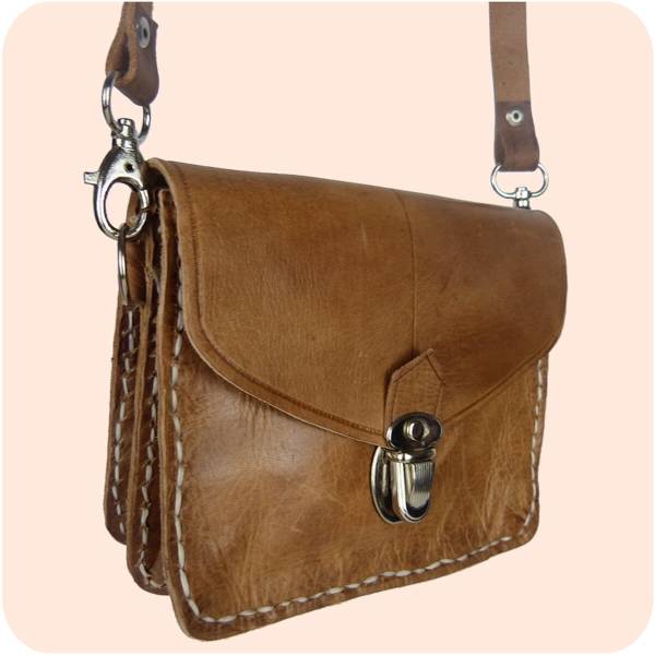 Simandra Leder Handtasche Tanger 12x16cm aus Echtleder - als Schultertasche & Gürteltasche tragbar