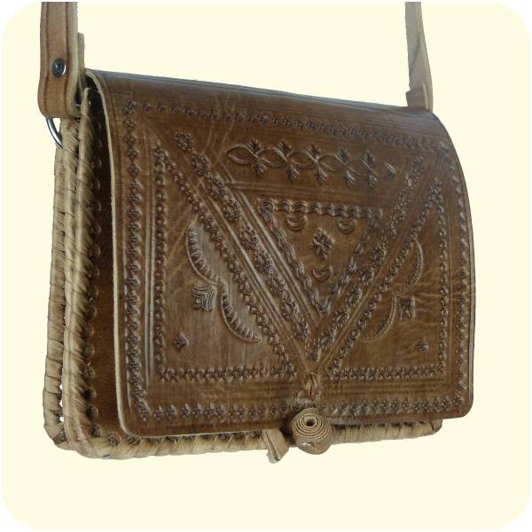Simandra Leder-Handtasche Casablanca 15x18cm - Umhängetasche mit dekorativer Lederprägung - marokkanisch Bis zu 65% Rabatt