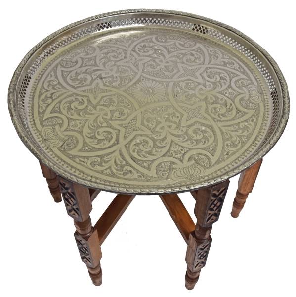 Simandra Marokkanischer Tisch Beistelltisch Teetisch orientalisch mit antikem Tablett -groß Discount Store für neue Produkte