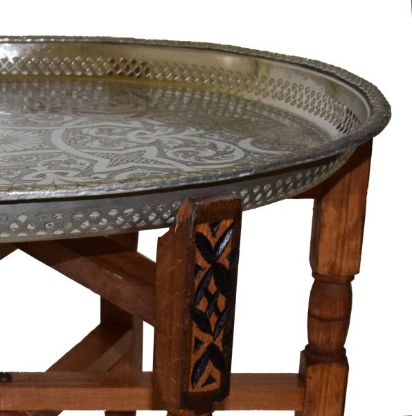 Simandra Marokkanischer Tisch Beistelltisch Teetisch orientalisch mit antikem Tablett -groß Discount Store für neue Produkte