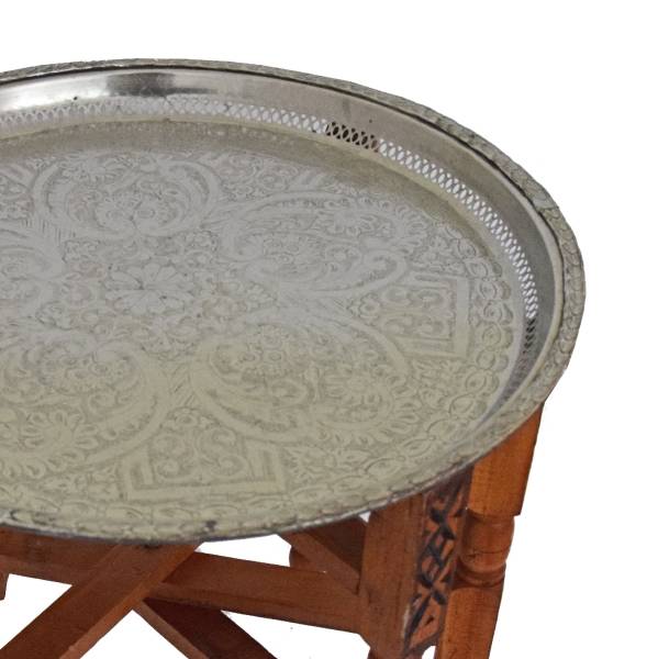 Simandra Marokkanischer Tisch Beistelltisch Teetisch orientalisch mit antikem Tablett -mittel Nur noch ein Tag übrig