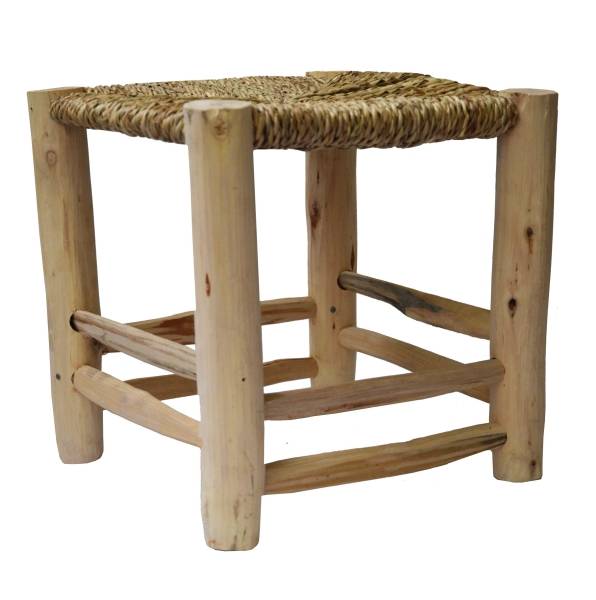 Simandra Scandi Stil Holzhocker Hocker Fußhocker mit geflochtenen Palmenblättern 30x30 cm Begrenzt auf 3 Tage