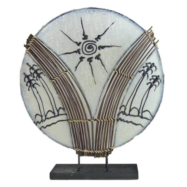 Simandra Deko-Leuchte Stimmungsleuchte asiatische Lampe Stehleuchte Tischleuchte Tischlampe Bali Asia PALME weiß groß 46 cm