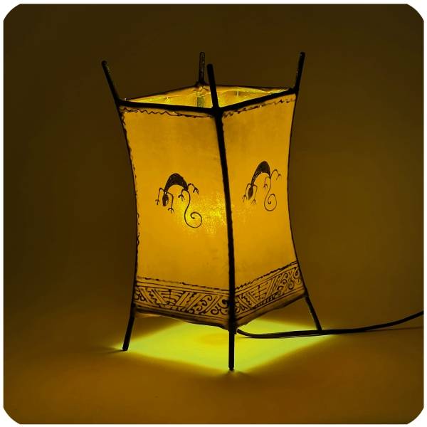 Simandra Orientalische Lampe Hennalampe marokkanische Lederlampe Tischleuchte Stehleuchte Carree Gecko 30 cm