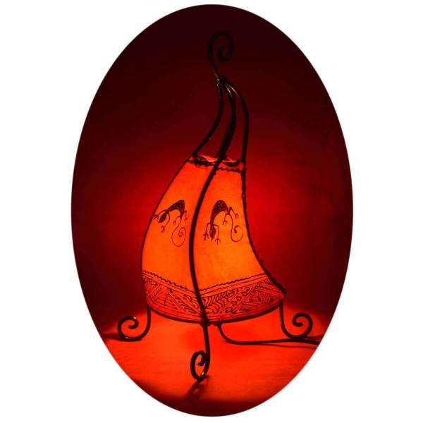 Simandra Orientalische Lampe Hennalampe marokkanische Lederlampe Tischleuchte Stehleuchte Coq Gecko 40 cm
