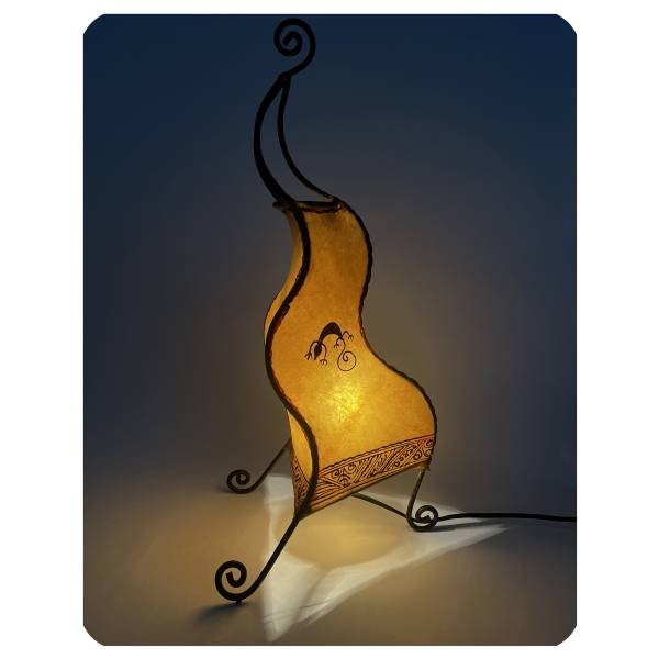 Simandra Orientalische Lampe Hennalampe marokkanische Lederlampe Tischleuchte Stehleuchte Essaouira Gecko 50 cm