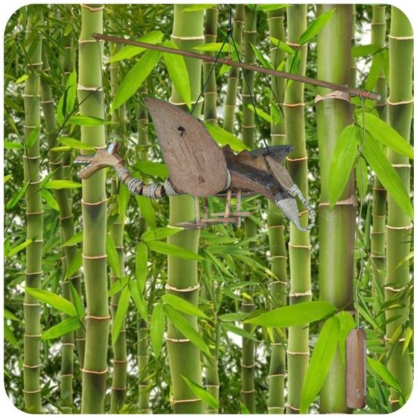 Simandra Bambus Windspiel Kokosnuss Mobile handgefertigt Garten Deko Drache Cyber Monday