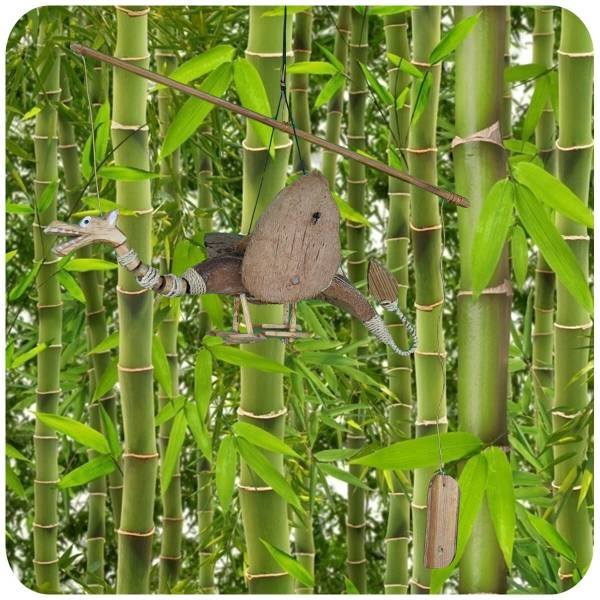 Simandra Bambus Windspiel Kokosnuss Mobile handgefertigt Garten Deko Drache Cyber Monday