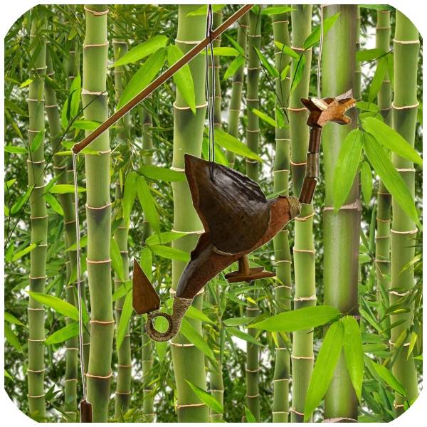 Simandra Drache Windspiel Mobile aus Kokosnuss Bambus und Holz handgefertigt Osterangebot