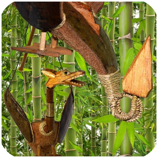 Simandra Drache Windspiel Mobile aus Kokosnuss Bambus und Holz handgefertigt Osterangebot
