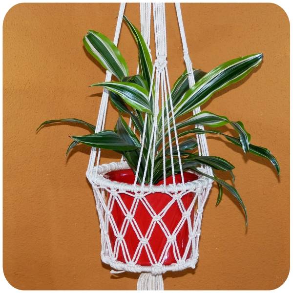 Simandra Makramee Blumenampel Hängeampel geknotet, Knüpftechnik Pflanzen-hänger Planthanger, Boho Vintage Shabby Chic geknüpft Muttertagsangebot