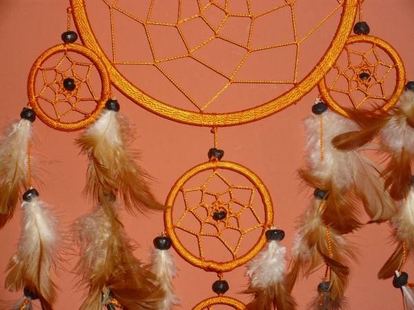 Simandra Traumfänger Dreamcatcher Federn Träume Geschenk Dekor Hängend Windspiel Raumharmonisierung 27 cm Lagerräumung