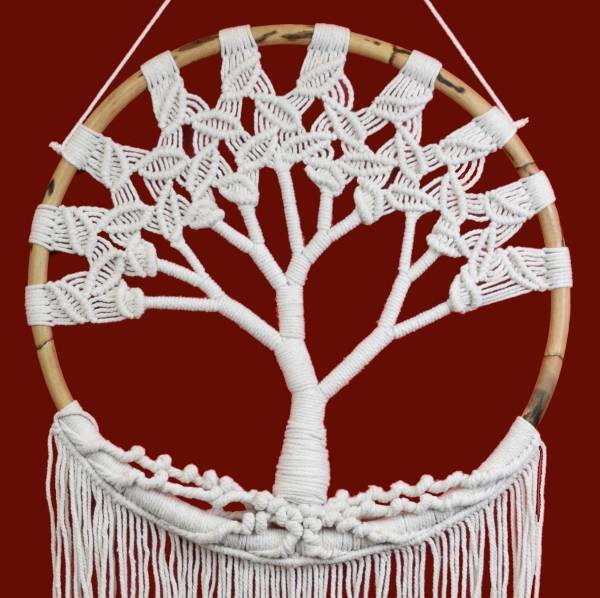 Simandra Traumfänger Dreamcatcher Lebensbaum Träume Windspiel Geschenk Deko Hängend weiß 137x55 cm Neueste Mode