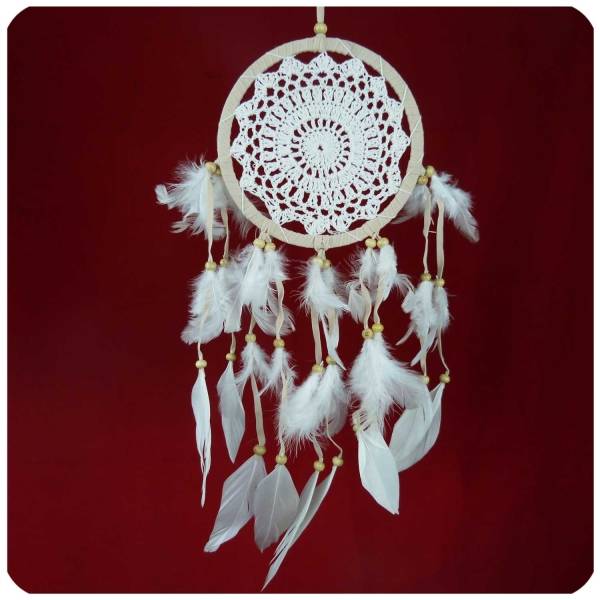 Simandra Traumfänger Dreamcatcher Windspiel Federn Träume Geschenk Deko Hängend gehäkelt 16 cm