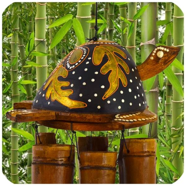 Simandra Windspiel Bambus Feng Shui Klangspiel Mobile Klangröhren Entspannung Garten Türglocke Schildkröte Saisonale Angebote