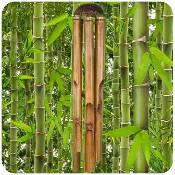 Simandra Windspiel Klang-Spiel Bambus Deko Mobile Klangröhren Entspannung Garten Türglocke Feng Shui 100 cm Räumungsverkauf