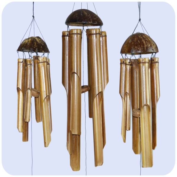 Simandra Windspiel Klang-Spiel Bambus Deko Mobile Klangröhren Entspannung Garten Türglocke Feng Shui 3 Set Kauf eins, bekomm eins gratis