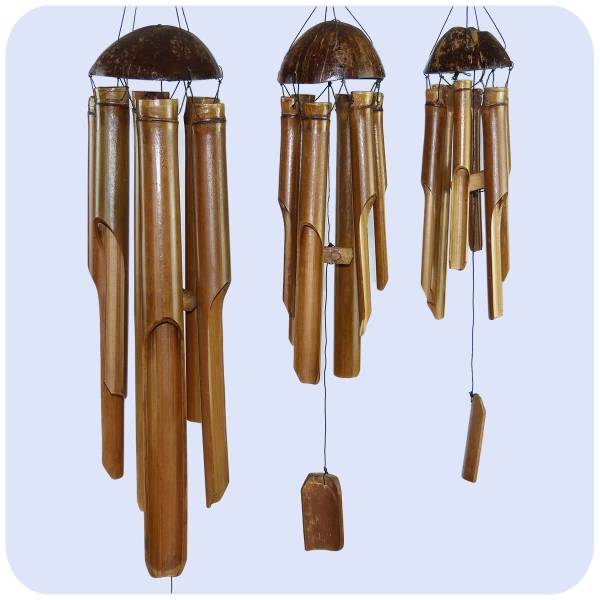 Simandra Windspiel Klang-Spiel Bambus Deko Mobile Klangröhren Entspannung Garten Türglocke Feng Shui 3 Set Kauf eins, bekomm eins gratis