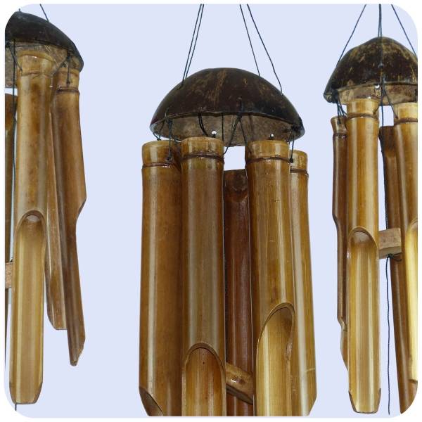 Simandra Windspiel Klang-Spiel Bambus Deko Mobile Klangröhren Entspannung Garten Türglocke Feng Shui 3 Set Kauf eins, bekomm eins gratis