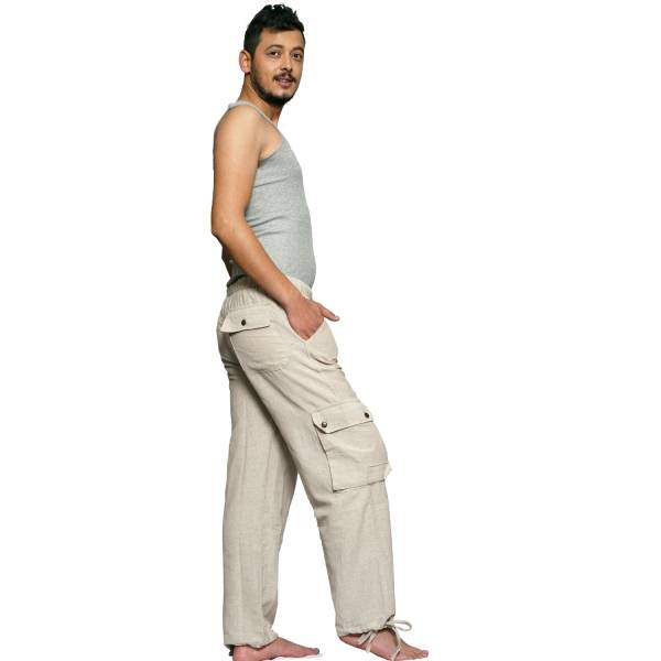 Simandra Cargo-Hose aus Baumwolle - Arbeitshose im Cargo-Stil mit Gummibund - Hose mit vielen Taschen - Freizeithose mit geradem Bein im Angebot