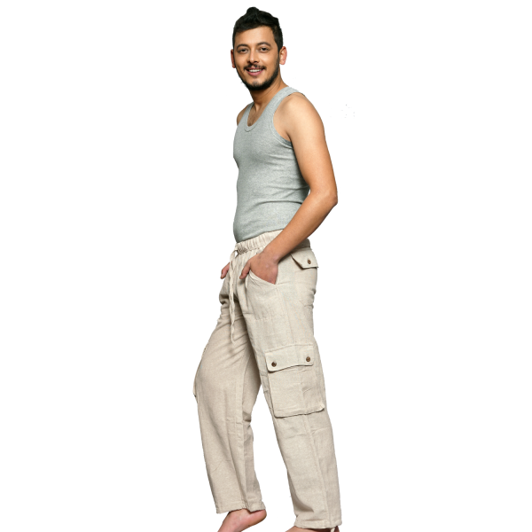 Simandra Cargo-Hose aus Baumwolle - Arbeitshose im Cargo-Stil mit Gummibund - Hose mit vielen Taschen - Freizeithose mit geradem Bein im Angebot