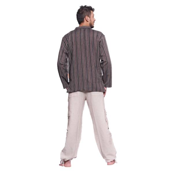 Simandra Herren Kurta Klassisch Gestreift Braun Kostenloser Versand