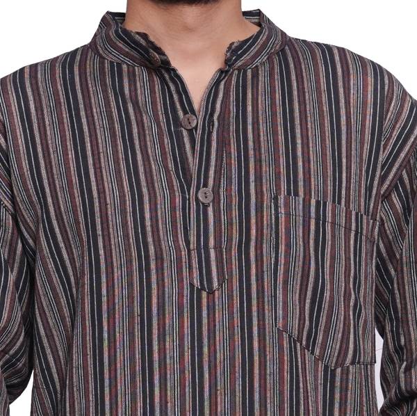 Simandra Herren Kurta Klassisch Gestreift Braun Kostenloser Versand