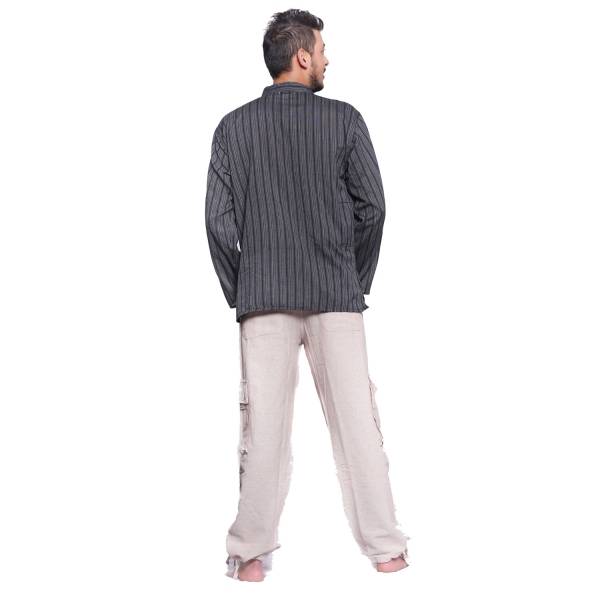 Simandra Herren Kurta Klassisch Gestreift Schwarz Fabrikpreis