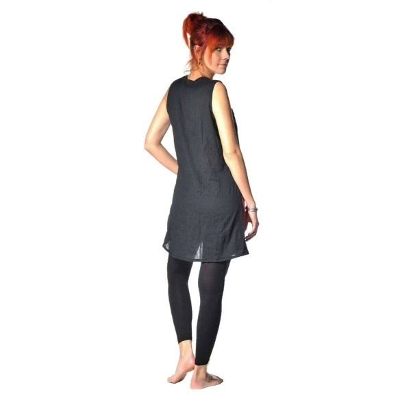 Simandra Tunika Sita Long Top ärmellose Sommer Bluse mit Lebensspirale und Taschen Preisnachlass