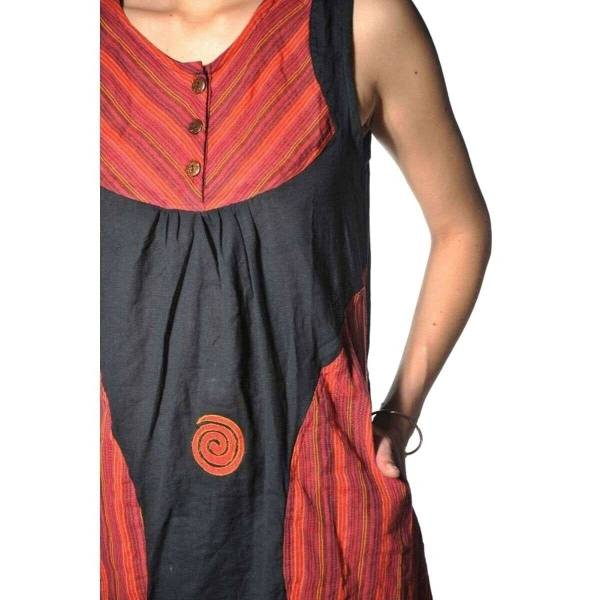 Simandra Tunika Sita Long Top ärmellose Sommer Bluse mit Lebensspirale und Taschen Preisnachlass
