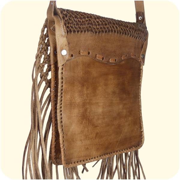 Simandra Umhängetasche Indian 30x25cm - Lederhandtasche mit Fransen - marokkanische Schultertasche Saisonschlussverkauf