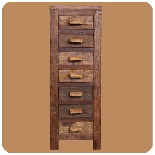 Simandra Altholz Teak Holz massiv Schubladenschrank Highboard Apothekerschrank schmal Saisonale Angebote