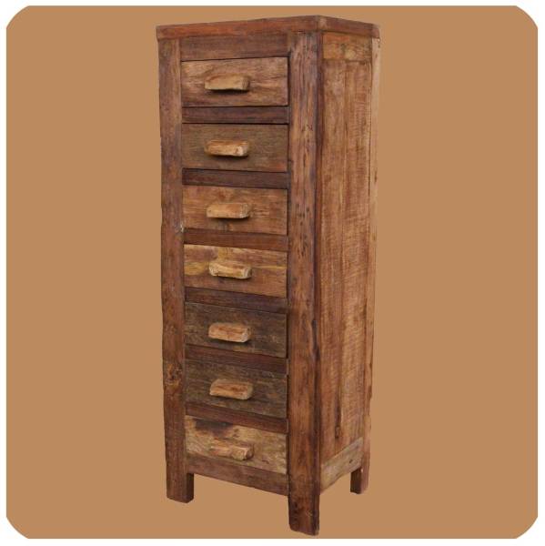 Simandra Altholz Teak Holz massiv Schubladenschrank Highboard Apothekerschrank schmal Saisonale Angebote