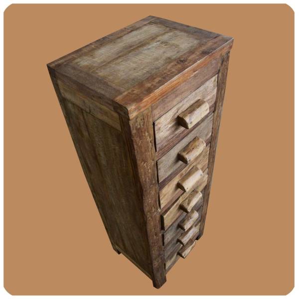 Simandra Altholz Teak Holz massiv Schubladenschrank Highboard Apothekerschrank schmal Saisonale Angebote