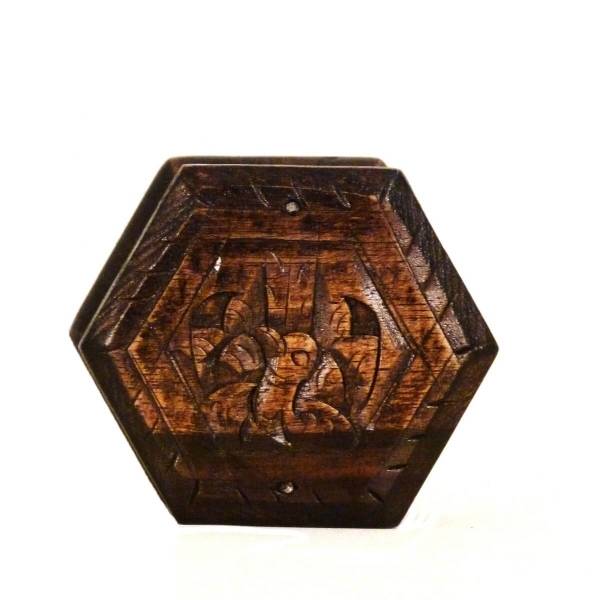Simandra Holz Schatulle Dose Schmuckdose Holzschachtel Kunsthandwerk Holzdose Holzschatulle Kiste Sechseckig Kauf eins, bekomm eins gratis