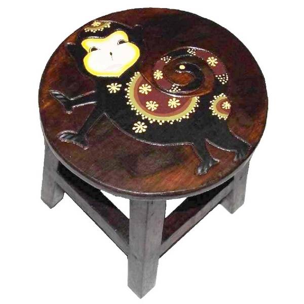 Simandra Holzhocker Kinderhocker Hocker Sitzhocker Fußbank Massivholz Schemel Stuhl mit Tiermotiv Deko braun Sonderangebote