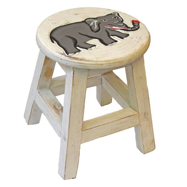 Simandra Holzhocker Kinderhocker Hocker Sitzhocker Fußbank Massivholz Schemel Stuhl mit Tiermotiv Deko weiß Riesige Ersparnisse