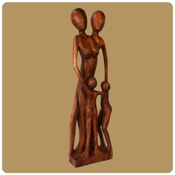 Simandra Skulptur abstrakte handgefertigte Holzfigur Einheit Mutter Vater Kinder Begrenzte Freigabe