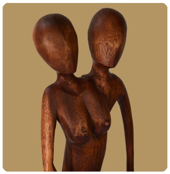 Simandra Skulptur abstrakte handgefertigte Holzfigur Einheit Mutter Vater Kinder Begrenzte Freigabe