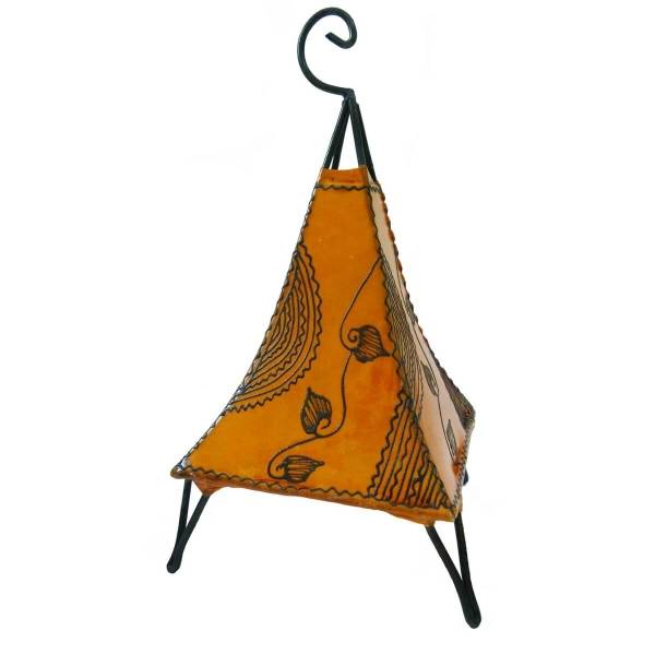 Simandra Orientalische Lampe Hennalampe marokkanische Lederlampe Tischleuchte Stehleuchte Pyramide Ranke 35-38 cm im Angebot