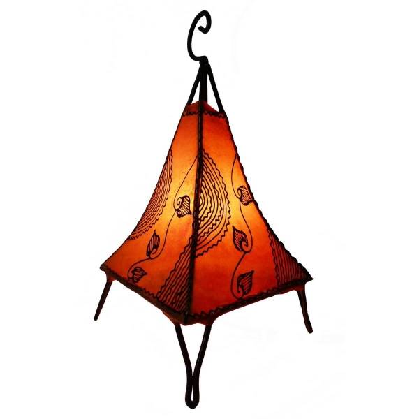 Simandra Orientalische Lampe Hennalampe marokkanische Lederlampe Tischleuchte Stehleuchte Pyramide Ranke 35-38 cm im Angebot