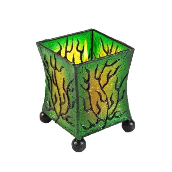 Simandra Windlicht Teelicht Teelichthalter Kerzenhalter Deko Resin Bali Asia Fieberglas Mediterrane eckig Kostenloser Versand